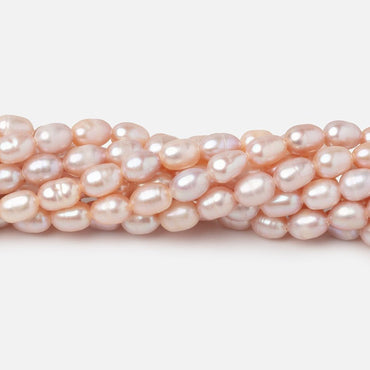5-6mm Pink Straight Drill Oval Freshwater Pearls 15.5 inch 66 Beads (ONLINE ORDER ONLY)