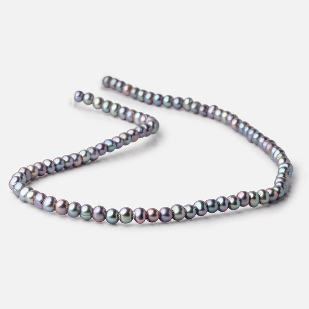 5-6mm Pistachio Peacock Off Round 2.5mm Large Hole Pearls 95 Beads (ONLINE ORDER ONLY)