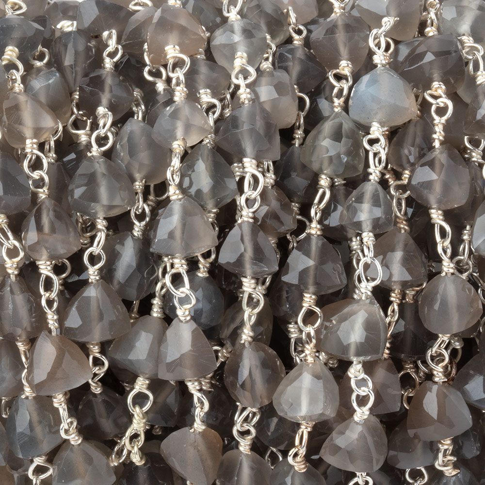 5-6mm Platinum Moonstone Faceted Trillions on .925 Silver Chain (ONLINE ORDER ONLY)