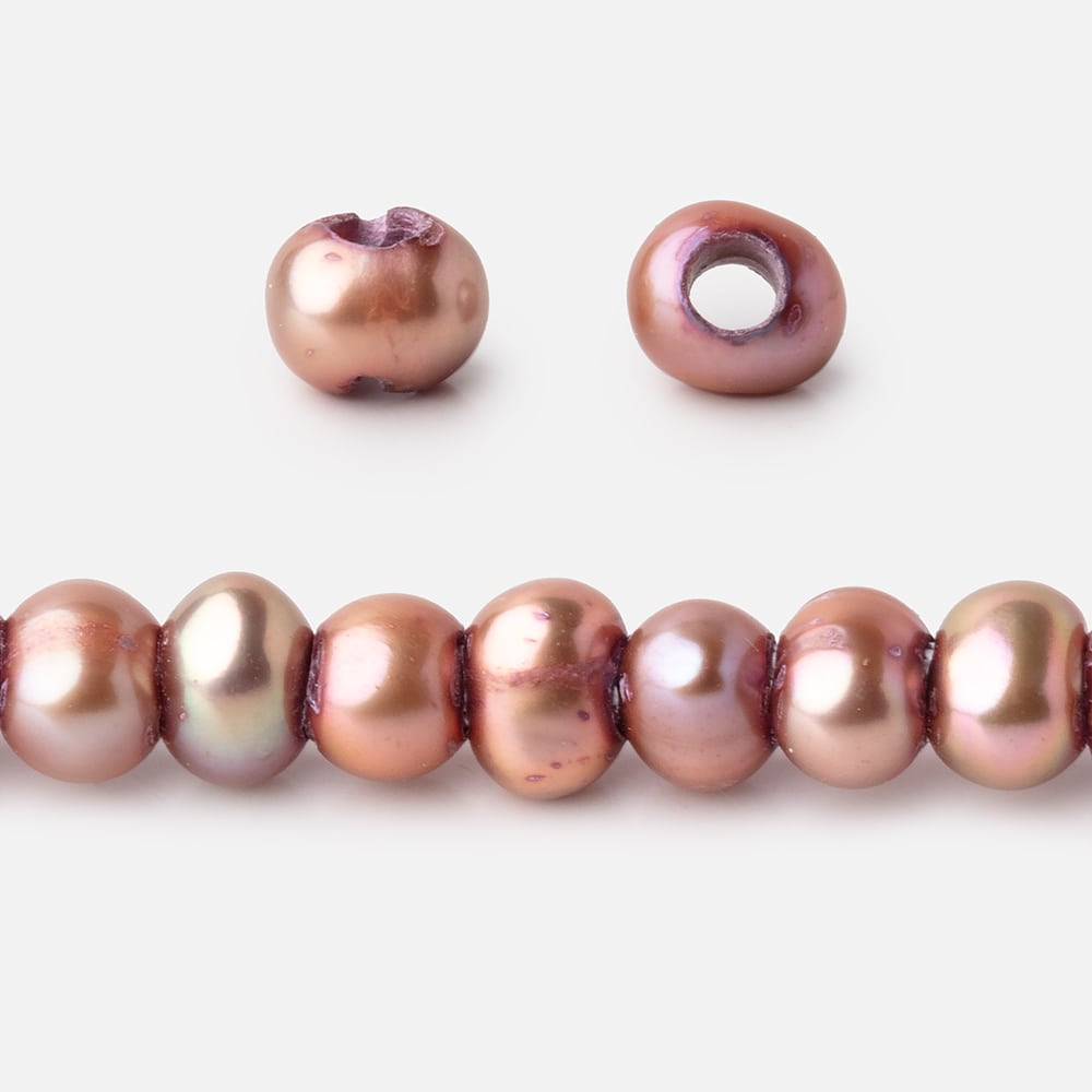 5-6mm Rose Blush Off Round 2.5mm Large Hole Pearls 95 Beads (ONLINE ORDER ONLY)