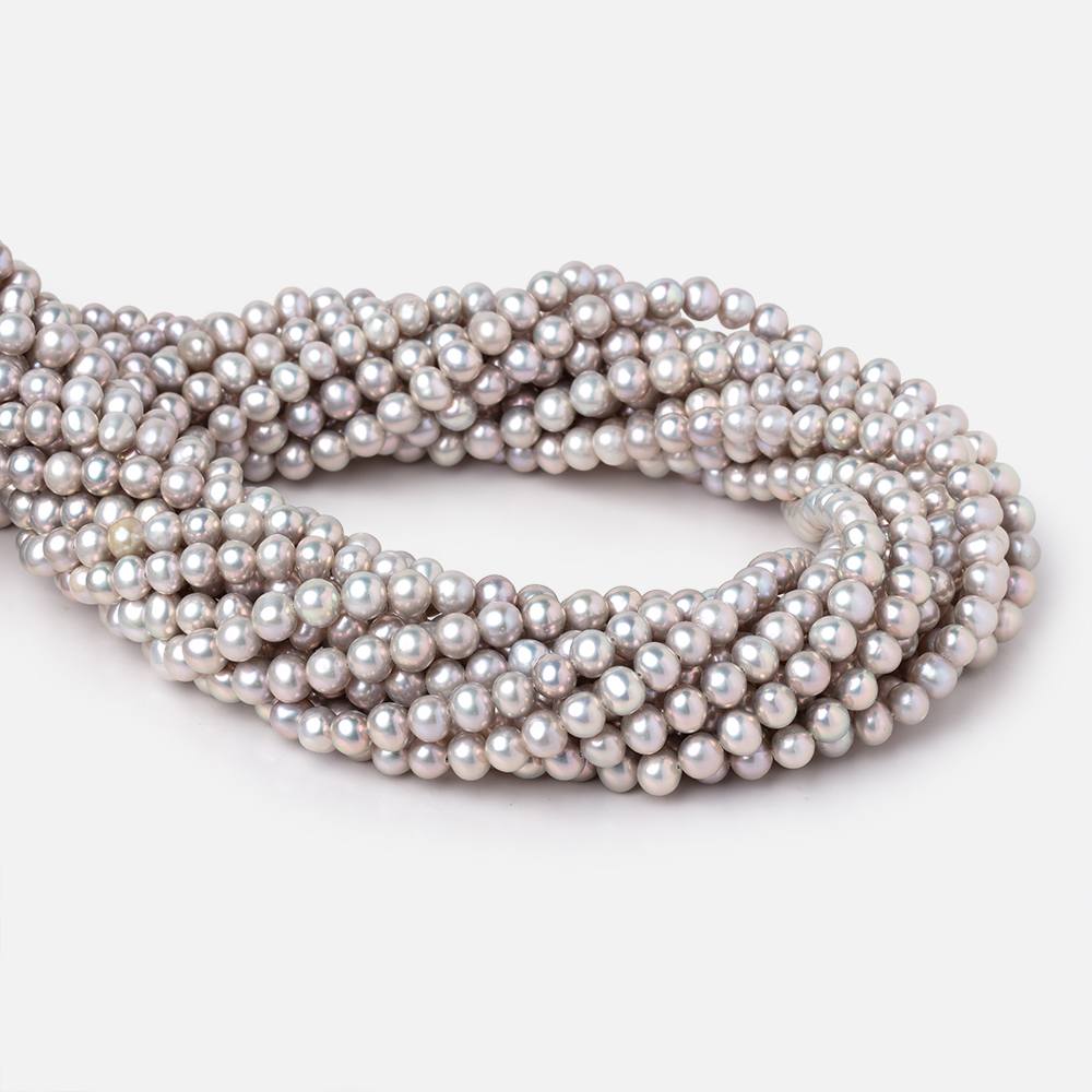 5-6mm Silver Off Round Freshwater Pearls 16 inch 78 Beads (ONLINE ORDER ONLY)