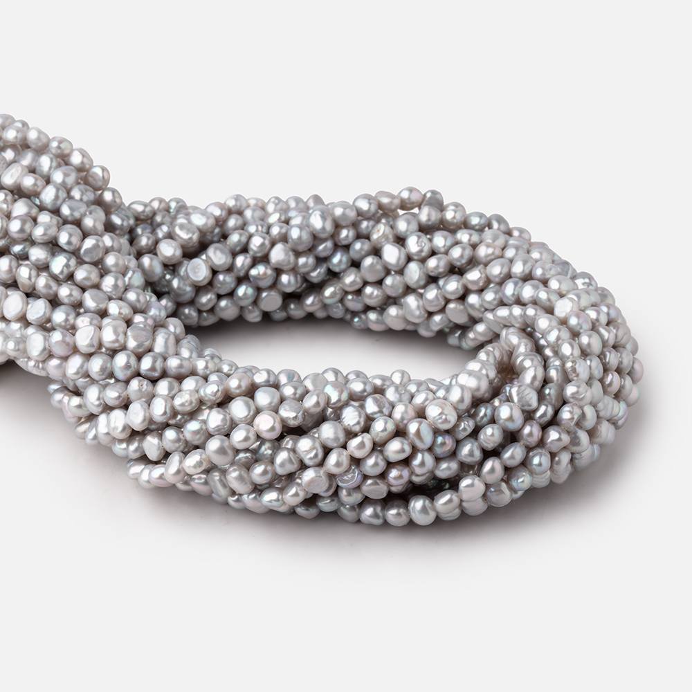 5-6mm Silver Side Drill Baroque Freshwater Pearls 16 inch 82 Beads (ONLINE ORDER ONLY)