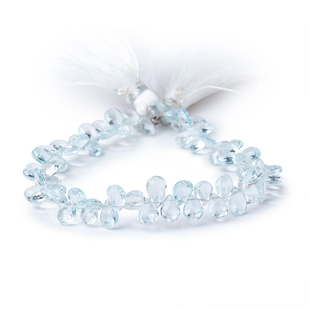 5-6mm Sky Blue Topaz Faceted Pear Beads 8 inch 76 pieces AA (ONLINE ORDER ONLY)