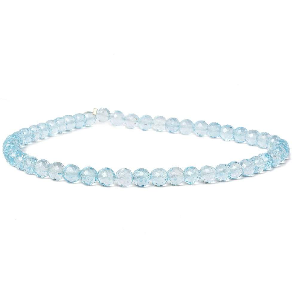 5-6mm Sky Blue Topaz Faceted Round Beads 10 inch 44 pieces (ONLINE ORDER ONLY)