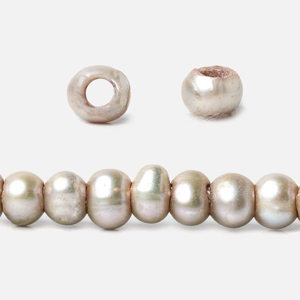 5-6mm Tea Rose Champagne Off Round Large Hole Pearls 15 inch 98 pieces (ONLINE ORDER ONLY)