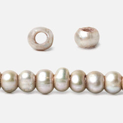 5-6mm Tea Rose Champagne Off Round Large Hole Pearls 15 inch 98 pieces (ONLINE ORDER ONLY)