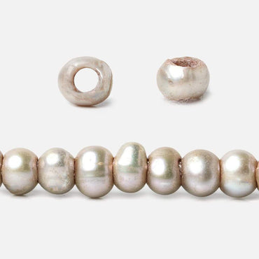 5-6mm Tea Rose Champagne Off Round Large Hole Pearls 15 inch 98 pieces (ONLINE ORDER ONLY)