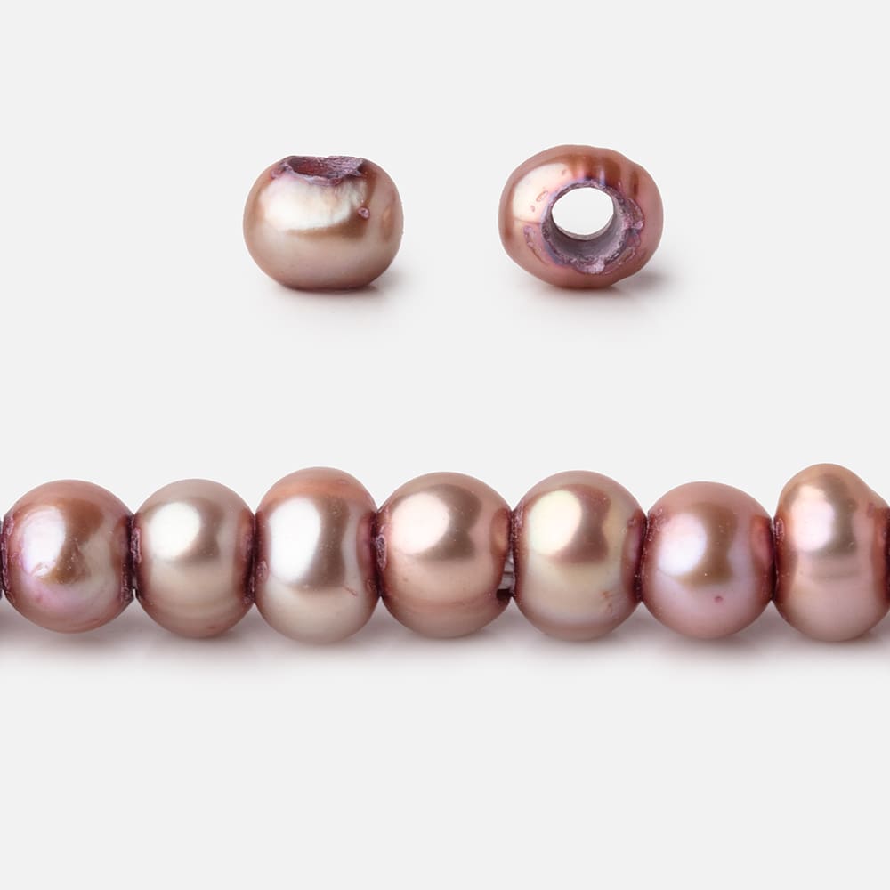 5-6mm Tea Rose Off Round 2.5mm Large Hole Pearls 95 Beads (ONLINE ORDER ONLY)