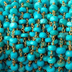 5-6mm Turquoise faceted rondelle Vermeil Chain by the foot 34 pcs (ONLINE ORDER ONLY)
