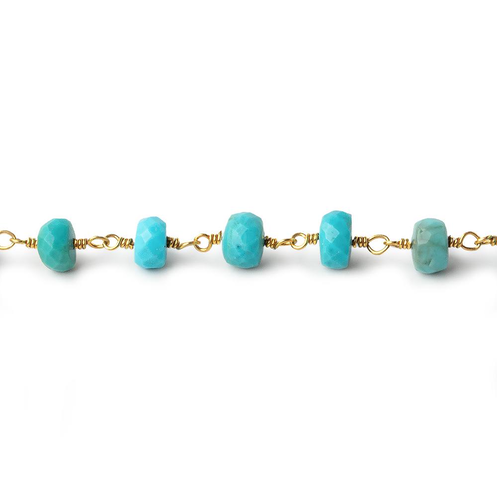 5-6mm Turquoise faceted rondelle Vermeil Chain by the foot 34 pcs (ONLINE ORDER ONLY)