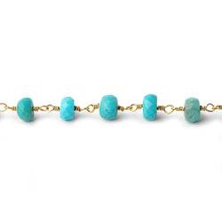 5-6mm Turquoise faceted rondelle Vermeil Chain by the foot 34 pcs (ONLINE ORDER ONLY)
