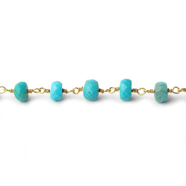 5-6mm Turquoise faceted rondelle Vermeil Chain by the foot 34 pcs (ONLINE ORDER ONLY)