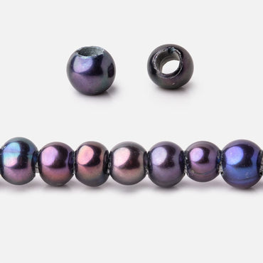 5-6mm Violet Peacock Off Round 2.5mm Large Hole Freshwater Pearl 85 pieces (ONLINE ORDER ONLY)