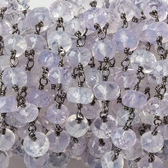 5-6mm Violet Scapolite faceted rondelle Black Gold .925 Chain by the foot 35 beads (ONLINE ORDER ONLY)