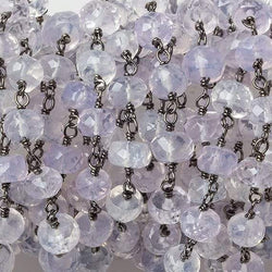 5-6mm Violet Scapolite faceted rondelle Black Gold .925 Chain by the foot 35 beads (ONLINE ORDER ONLY)