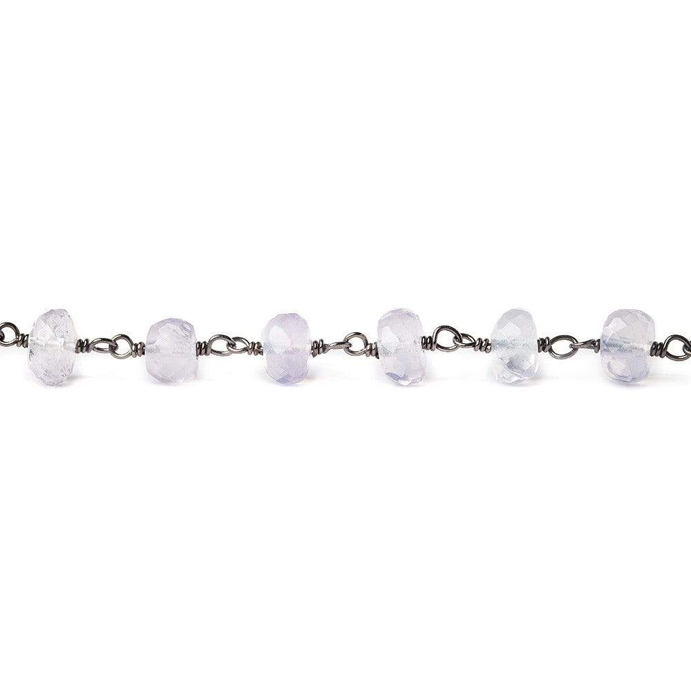 5-6mm Violet Scapolite faceted rondelle Black Gold .925 Chain by the foot 35 beads (ONLINE ORDER ONLY)
