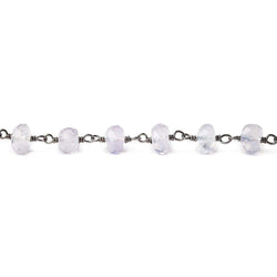 5-6mm Violet Scapolite faceted rondelle Black Gold .925 Chain by the foot 35 beads (ONLINE ORDER ONLY)