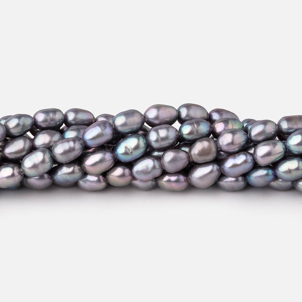 5-6mm Violet Silver Straight Drill Oval Freshwater Pearls 16 inch 72 Beads (ONLINE ORDER ONLY)