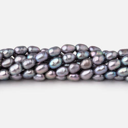 5-6mm Violet Silver Straight Drill Oval Freshwater Pearls 16 inch 72 Beads (ONLINE ORDER ONLY)