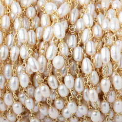 5-6mm White Oval Freshwater Pearls on Vermeil Chain (ONLINE ORDER ONLY)