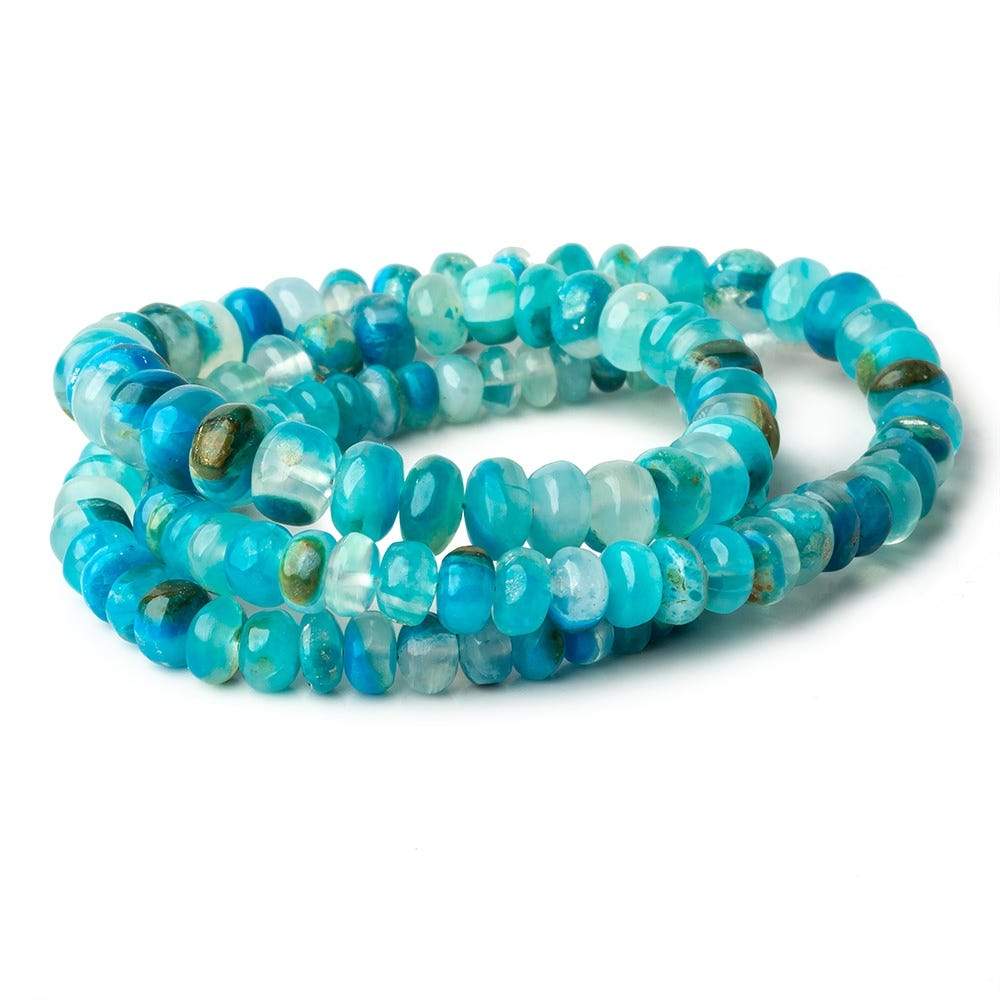 5-7.5mm Peruvian Blue Opalina plain rondelles 17 inch 121 beads A (ONLINE ORDER ONLY)