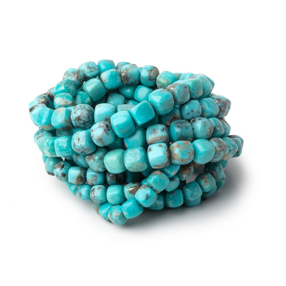 5-7.5mm Sleeping Beauty Turquoise Plain Cubes 16 inch 60 Beads AAA (ONLINE ORDER ONLY)