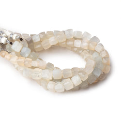 5-7mm Cream & Gray Moonstone Faceted Cube Beads 8 inch 27 pieces (ONLINE ORDER ONLY)