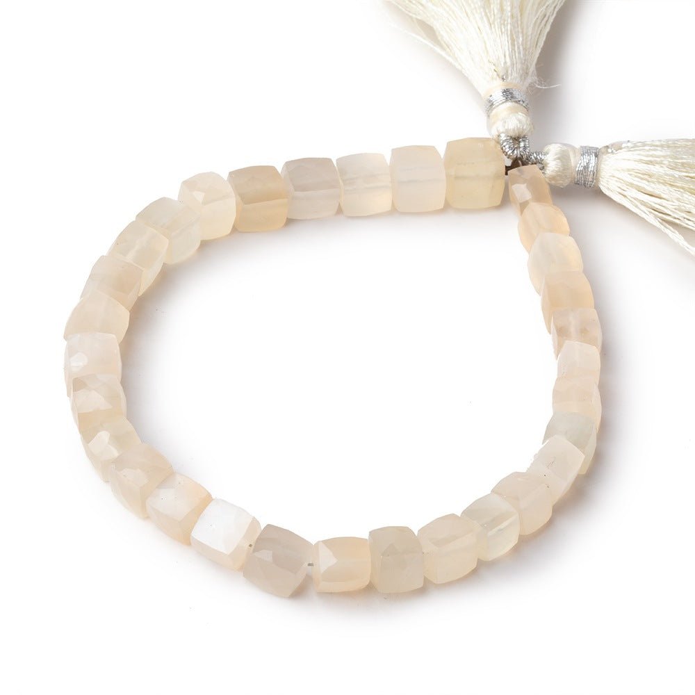 5-7mm Cream & Gray Moonstone Faceted Cube Beads 8 inch 27 pieces (ONLINE ORDER ONLY)