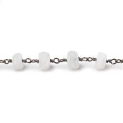 5-7mm Matte Rainbow Moonstone Plain Rondelles on Black Gold Plated Chain (ONLINE ORDER ONLY)