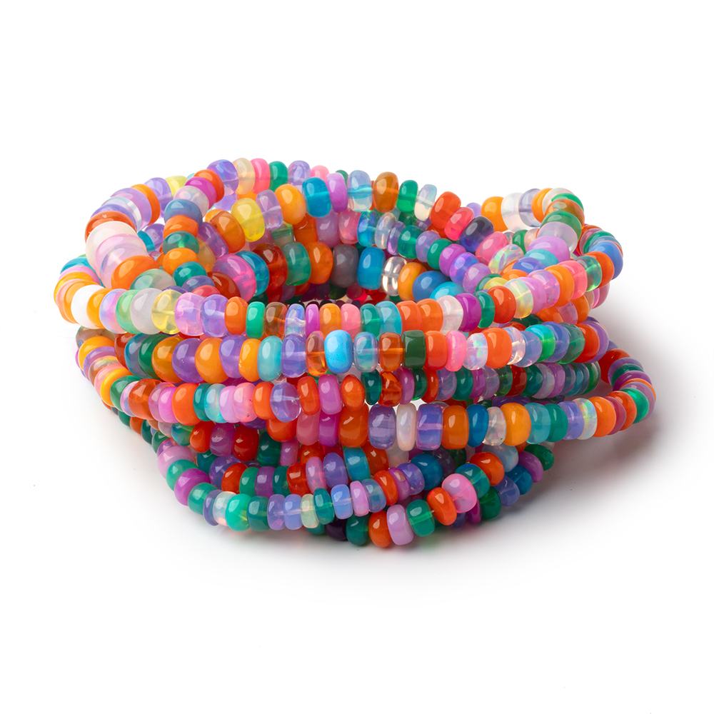 5-7mm Neon Multi Color Ethiopian Opal Plain Rondelle Beads 16 inch 121 pieces (ONLINE ORDER ONLY)