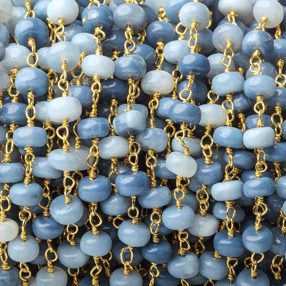 5-7mm Owyhee Blue Opal plain rondelle Vermeil Chain by the foot (ONLINE ORDER ONLY)