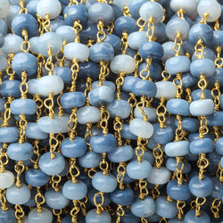 5-7mm Owyhee Blue Opal plain rondelle Vermeil Chain by the foot (ONLINE ORDER ONLY)