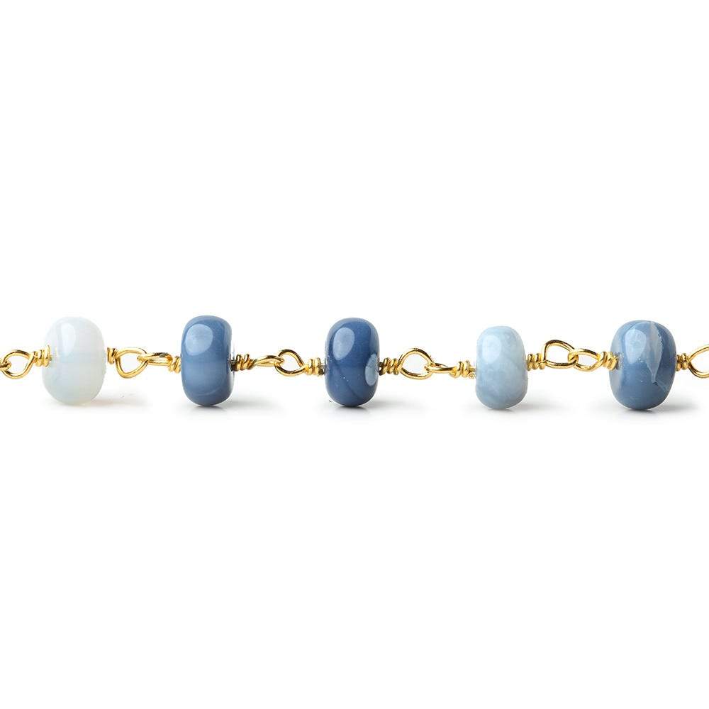 5-7mm Owyhee Blue Opal plain rondelle Vermeil Chain by the foot (ONLINE ORDER ONLY)