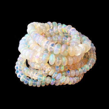 5-8.5mm Ethiopian Opal Plain Rondelle Beads 16 inch 114 pieces AA (ONLINE ORDER ONLY)