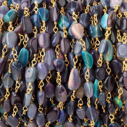 5-8mm Black Ethiopian Opal Plain Nuggets on Vermeil Chain (ONLINE ORDER ONLY)