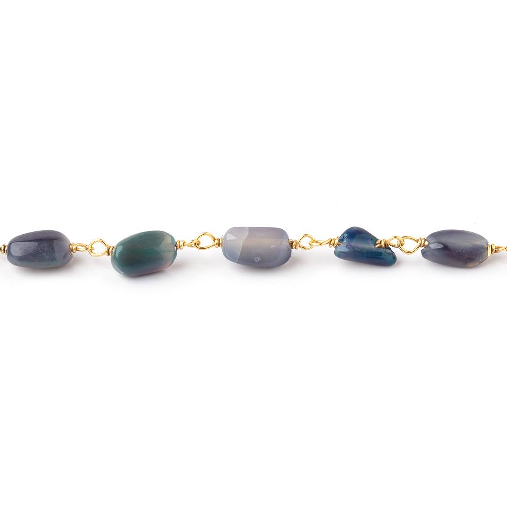 5-8mm Black Ethiopian Opal Plain Nuggets on Vermeil Chain (ONLINE ORDER ONLY)