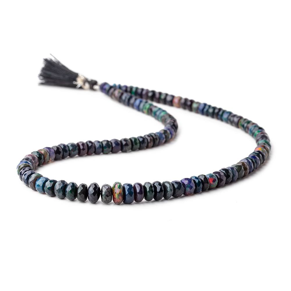 5-8mm Ethiopian Wollo Black Opal faceted rondelles 16 inch 110 pieces AA (ONLINE ORDER ONLY)