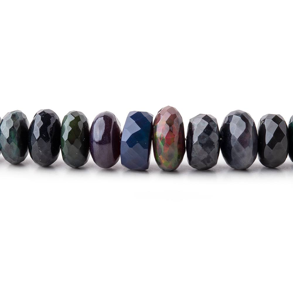 5-8mm Ethiopian Wollo Black Opal faceted rondelles 16 inch 110 pieces AA (ONLINE ORDER ONLY)