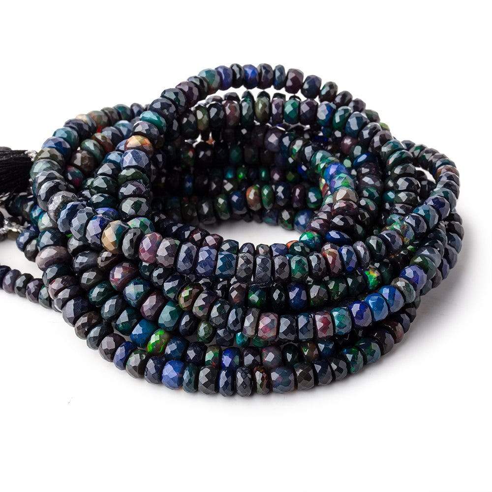 5-8mm Ethiopian Wollo Black Opal faceted rondelles 16 inch 110 pieces AA (ONLINE ORDER ONLY)
