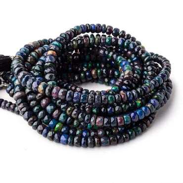 5-8mm Ethiopian Wollo Black Opal faceted rondelles 16 inch 110 pieces AA (ONLINE ORDER ONLY)