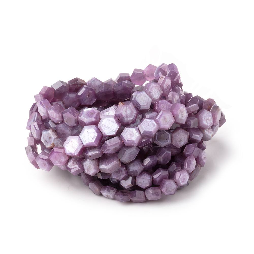 5-8mm Natural Star Ruby Bevel Faceted Hexagonal Beads 17 inch 69 pieces AA (ONLINE ORDER ONLY)