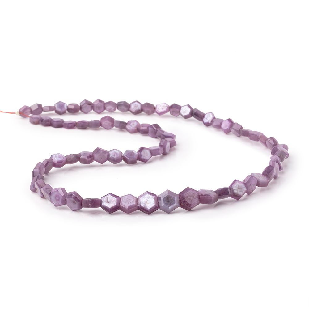 5-8mm Natural Star Ruby Bevel Faceted Hexagonal Beads 17 inch 69 pieces AA (ONLINE ORDER ONLY)