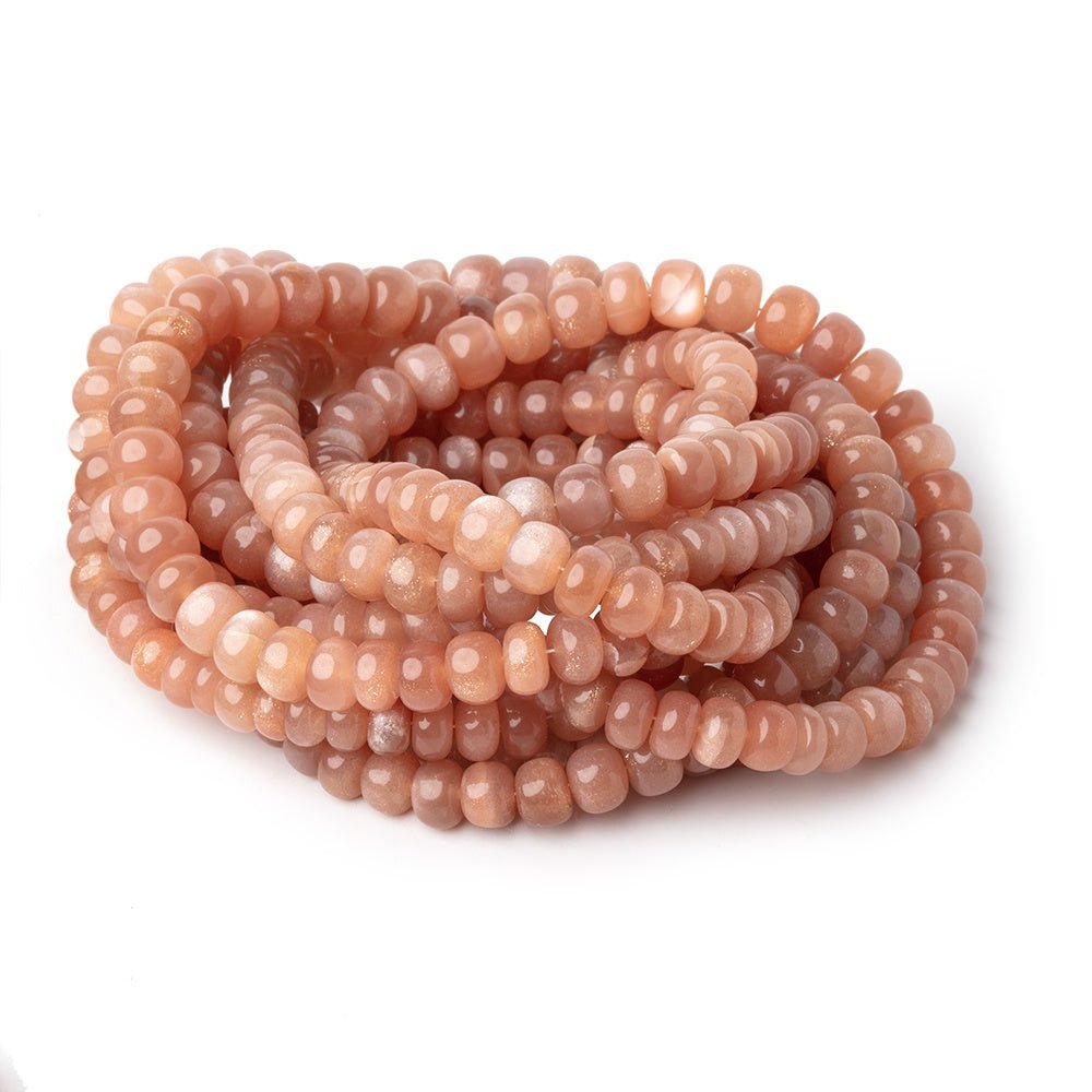 5-8mm Peach Moonstone Plain Rondelle Beads 16 inch 86 pieces (ONLINE ORDER ONLY)