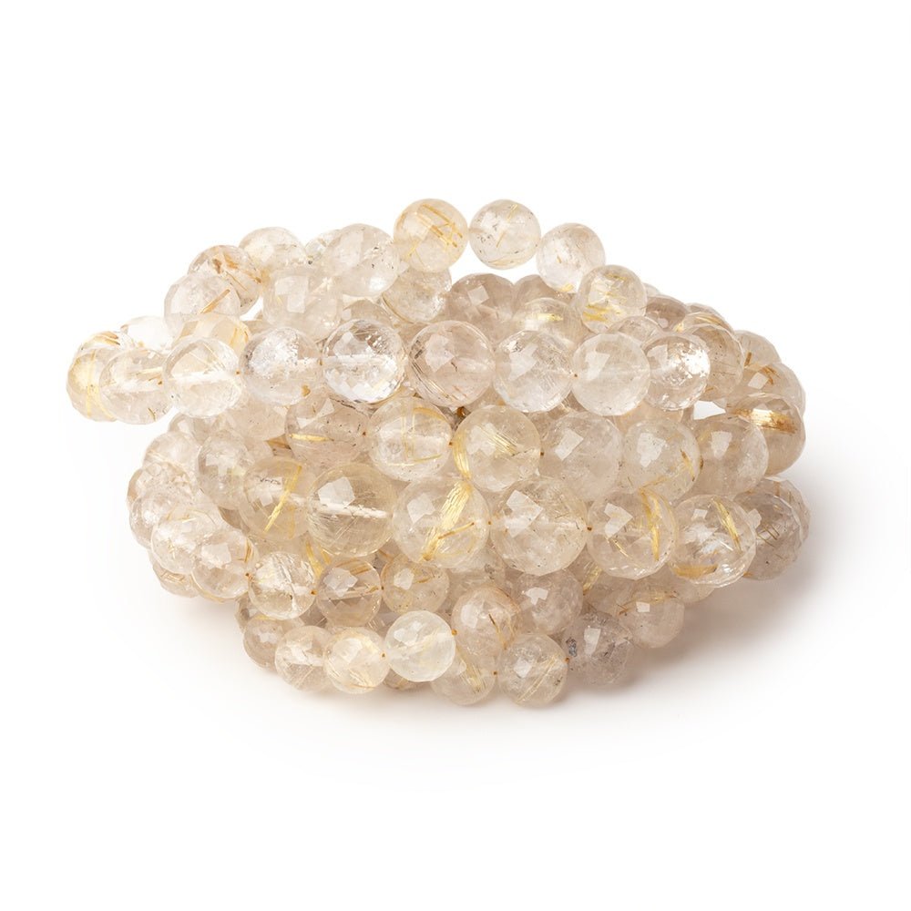 5-8mm Rutilated Quartz Faceted Round Beads 16 inch 60 pieces (ONLINE ORDER ONLY)
