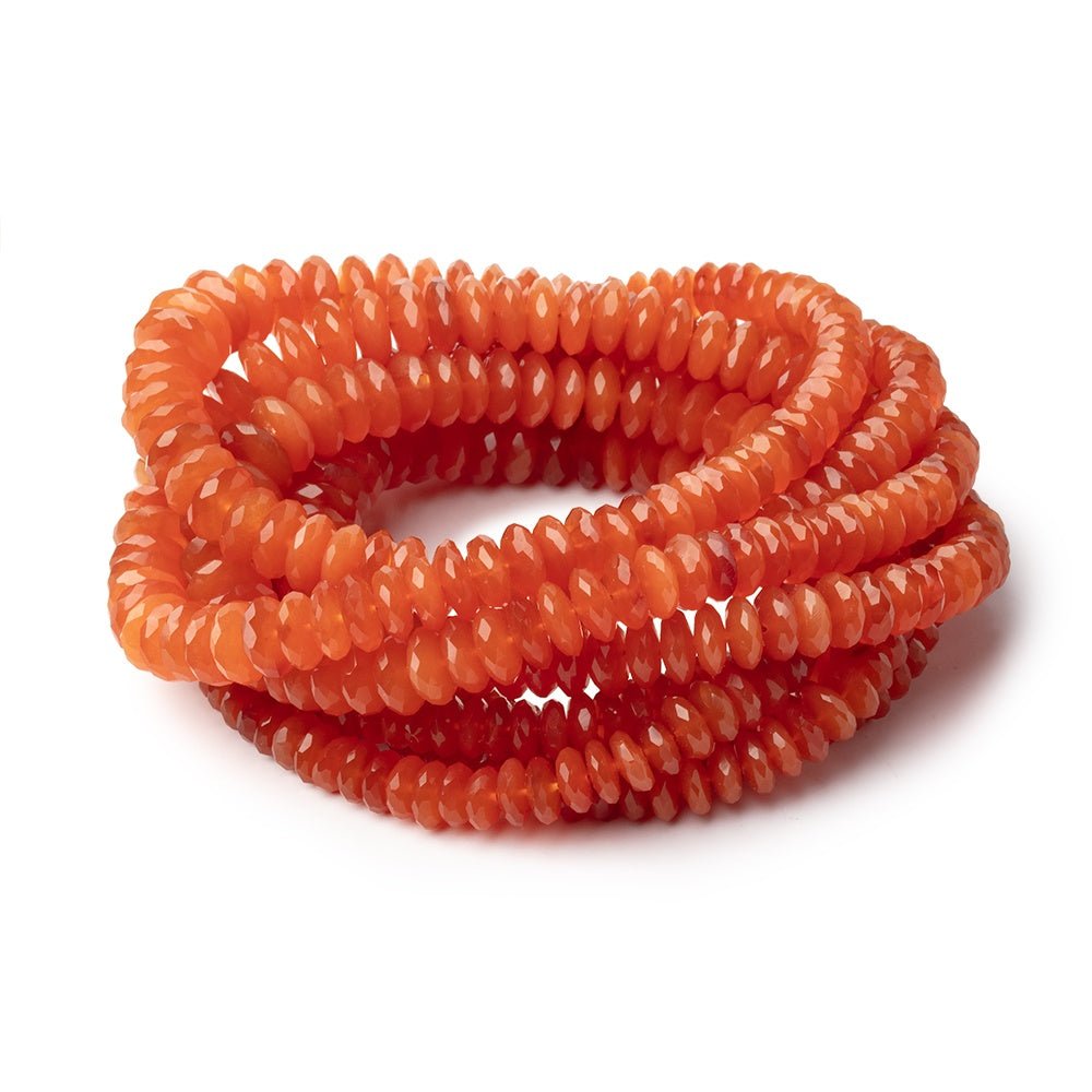 5-9.5mm Dark Carnelian German Faceted Rondelle 16 inch 140 Beads AA (ONLINE ORDER ONLY)