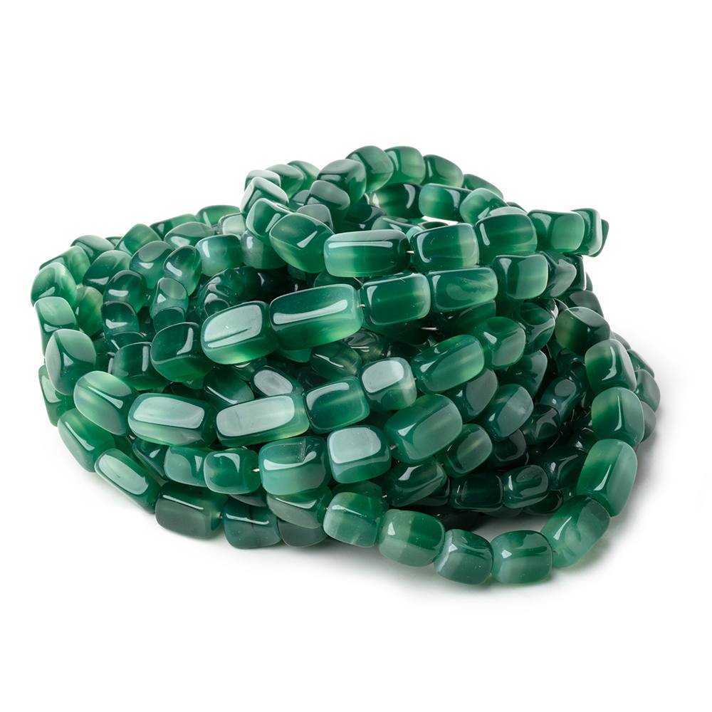 5-9.5mm Natural Bi-Color Green Chalcedony Plain Rectangles 18 inch 60 Beads AA (ONLINE ORDER ONLY)
