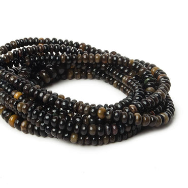 5-9mm Black Ethiopian Opal Plain Rondelle Beads 17.5 inch 130 pieces (ONLINE ORDER ONLY)