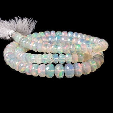 5 - 9mm Colorless Ethiopian Opal Faceted Rondelle Beads 118 pieces AAA Grade (ONLINE ORDER ONLY)