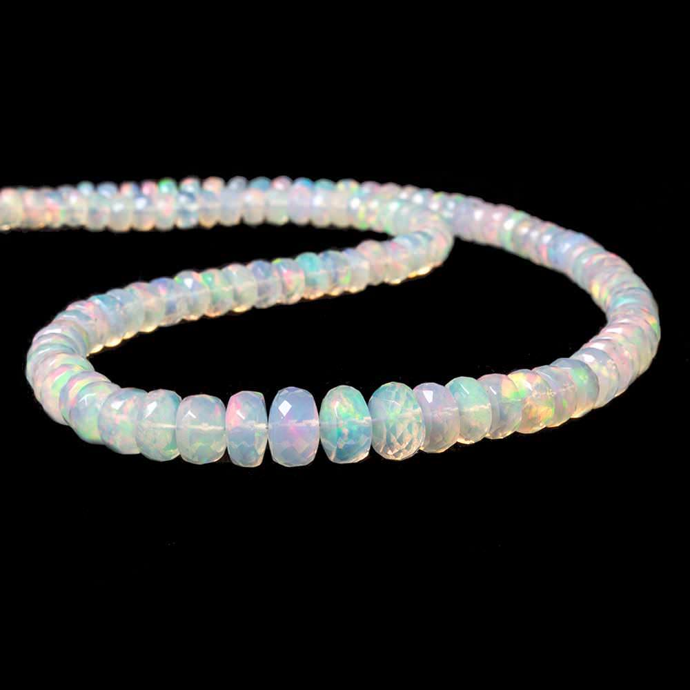 5 - 9mm Colorless Ethiopian Opal Faceted Rondelle Beads 118 pieces AAA Grade (ONLINE ORDER ONLY)