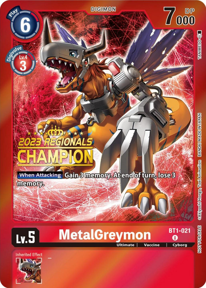 MetalGreymon [BT1-021] (2023 Regionals Champion) [Release Special Booster Promos] (ONLINE ORDER ONLY)